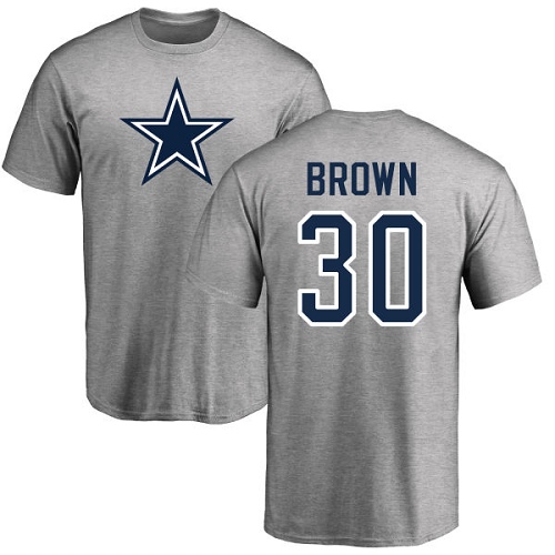 Men Dallas Cowboys Ash Anthony Brown Name and Number Logo #30 Nike NFL T Shirt->dallas cowboys->NFL Jersey